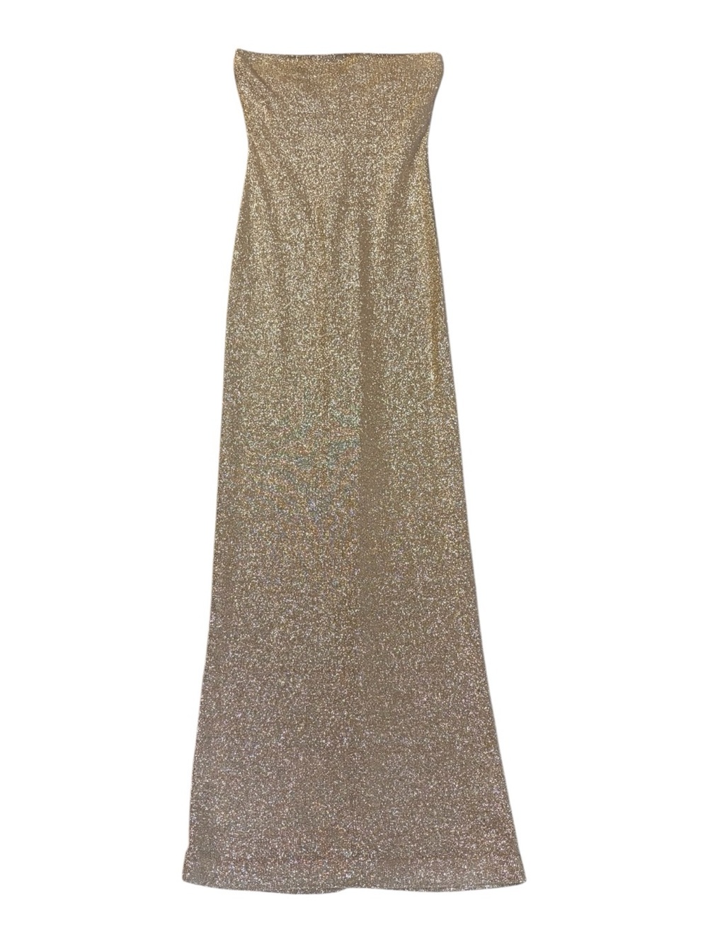 Patra Vintage Strapless Gold Glitter Floor-Length Gown